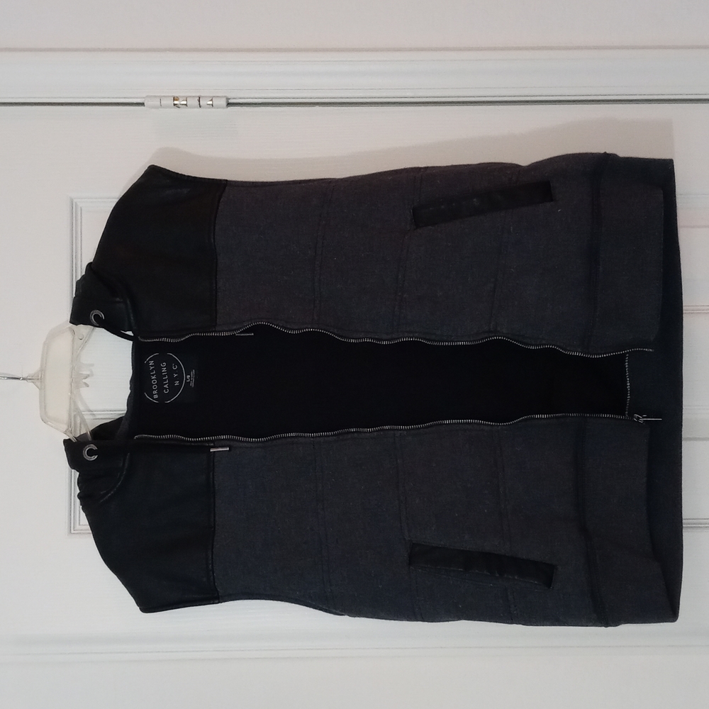 Faux Leather Hooded Vest